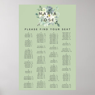 Poster Gráfico Sentado Alfabético Verde Suculento