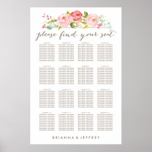 Póster Gráfico Sentado Branco Floral rosa