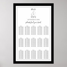 Poster Gráfico Sentado de Casamento Branco Negro Monogram