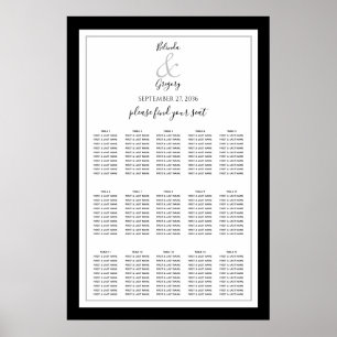 Poster Gráfico Sentado de Casamento Branco Negro Monogram