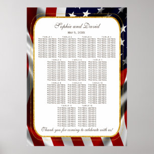 Poster Gráfico Sentado de Casamento com Bandeiras Gold F