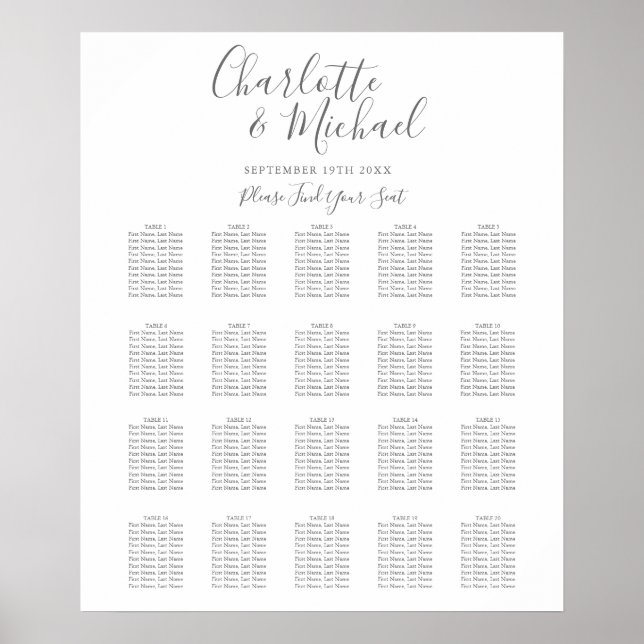 Poster Gráfico Sentado de Casamento de Assinatura Elegant (Frente)