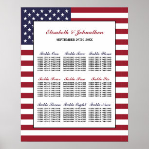 Poster Gráfico Sentado de Casamento de Bandeira Americana