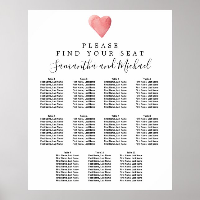 Poster Gráfico Sentado de Casamento de Casamento de 11 Me (Frente)