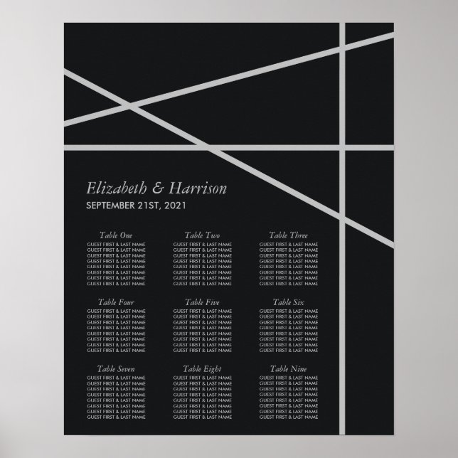 Poster Gráfico Sentado de Casamento de Estilo Geométrico  (Frente)