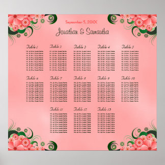Póster Gráfico Sentado de Casamento de Mesas - Rosa-Rosa