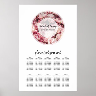 Poster Gráfico Sentado de Casamento de Peões Rosa Elega