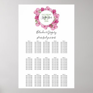 Poster Gráfico Sentado de Casamento de Peões Rosa Elega