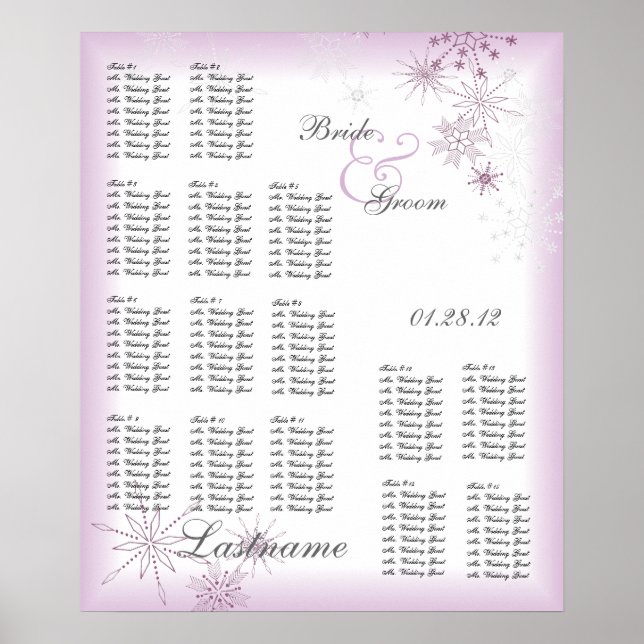 Poster Gráfico Sentado de Casamento em Floco de Neve Puro (Frente)