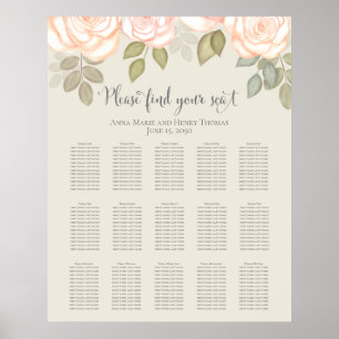 Poster Gráfico Sentado de Casamento Floral de Rosa Floral