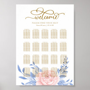 Poster Gráfico Sentado de Casamento Russo Floral Rosa Ele