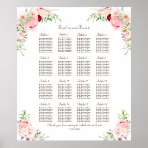 Poster Gráfico Sentado de Casamento Sanguíneo de Peônias