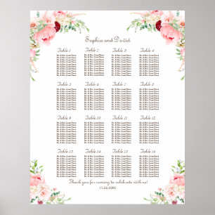 Poster Gráfico Sentado de Casamento Sanguíneo de Peônias