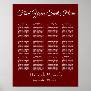 Poster Gráfico Sentado de Recepção de casamento Vermel