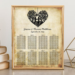 Poster Gráfico Sentado do Casamento vintage da Árvore Cor