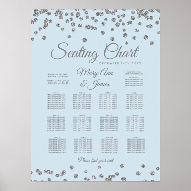Poster Gráfico Sentado Glitter Confetti Azul (Frente)