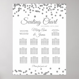 Póster Gráfico Sentado Silver Faux Glitter Confetti White