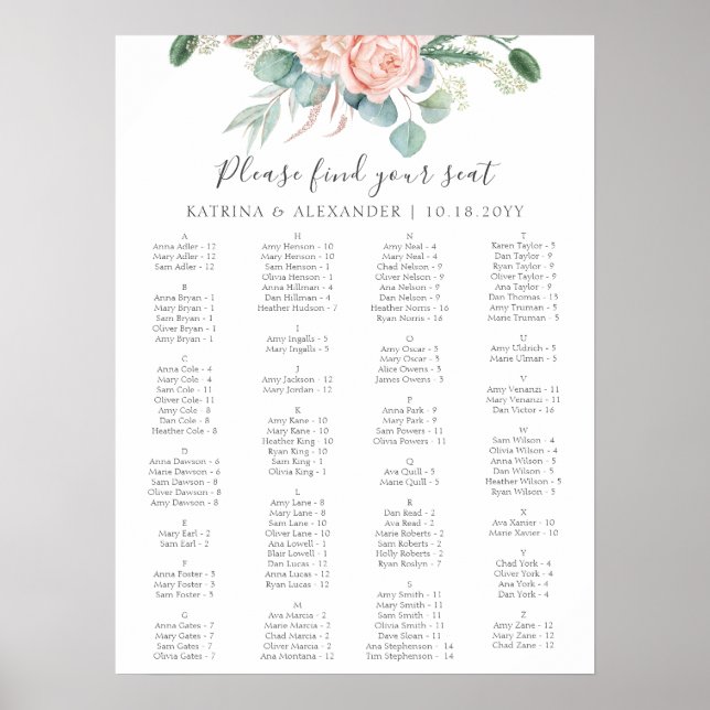 Poster Gráfico Sentado Simples De Casamento Floral Cor-De (Frente)