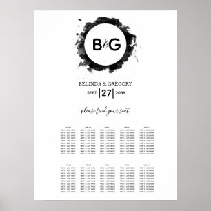 Poster Gráfico Simples de Casamento de Branco Preto