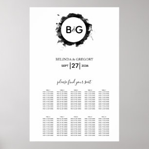 Poster Gráfico Simples de Casamento de Branco Preto
