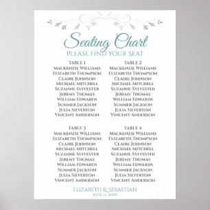 Poster Gráfico Simples de Casamentos de Mesas de Teal &