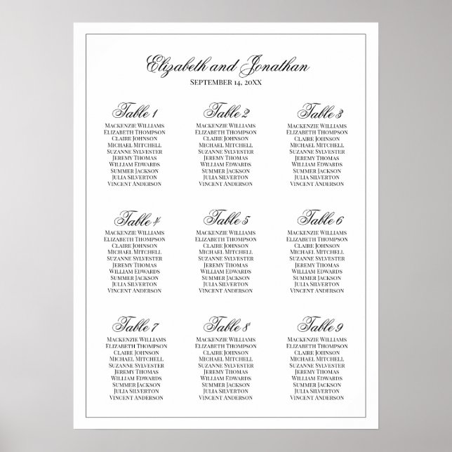 Poster Gráfico Simples Elegance 9 Mesa Casamento (Frente)