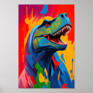 Poster Gráfico T-Rex brilhante e vibrante