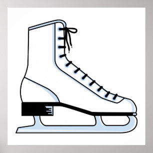 Póster gráfico vetor do skate de gelo branco