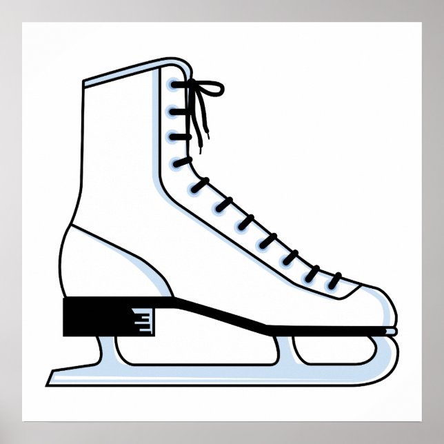 Póster gráfico vetor do skate de gelo branco (Frente)
