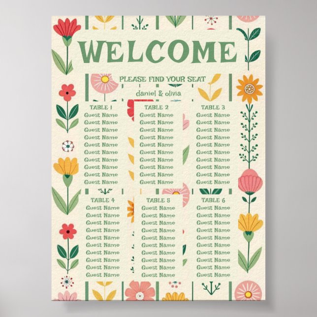 Poster Gráficos de Assentos Coloridos de Primavera Wildfl (Frente)