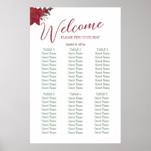 Poster Gráficos de Assentos de Casamento Boho com Rosas V
