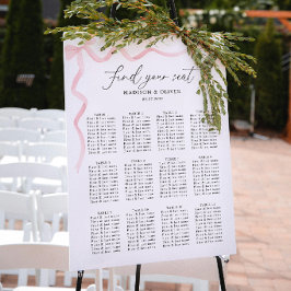 Poster Gráficos de Assentos de Casamento com Laço Rosa El