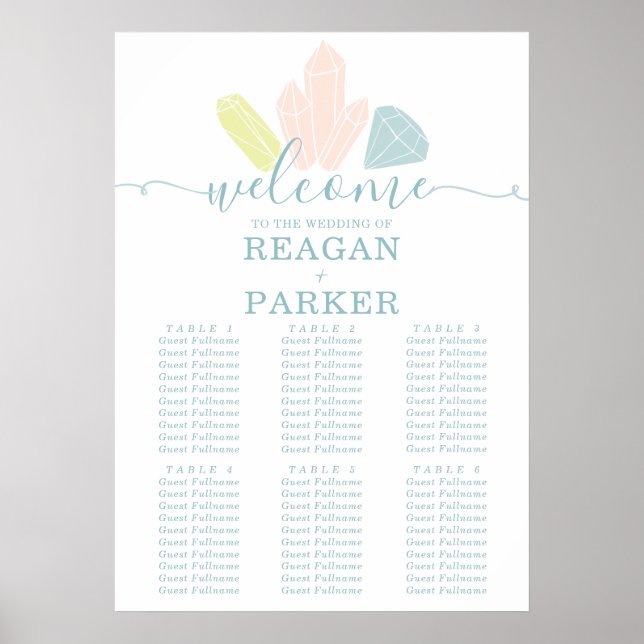Poster Gráficos de Assentos de Casamento de Pastel Elegan (Frente)