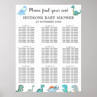 Poster Gráficos de Assentos para Chá de Bebê de Dinossaur