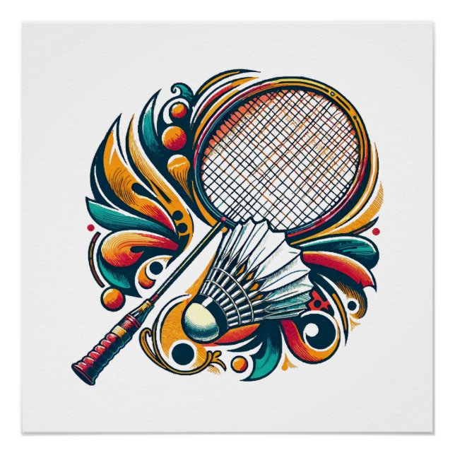 Póster Gráficos de Badminton (Frente)
