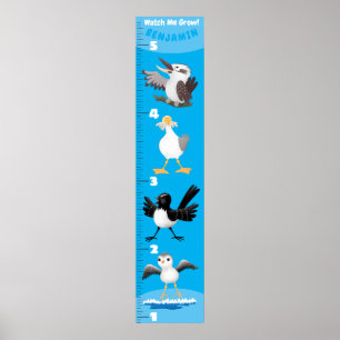 Poster Gráficos de crescimento de aves engraçadas e bonit