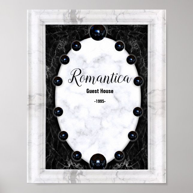 Poster Gráficos de Esfera de Marble Branco e Preto (Frente)