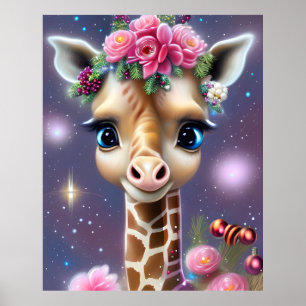 Poster Gráficos de Girafa Bebê Fofa