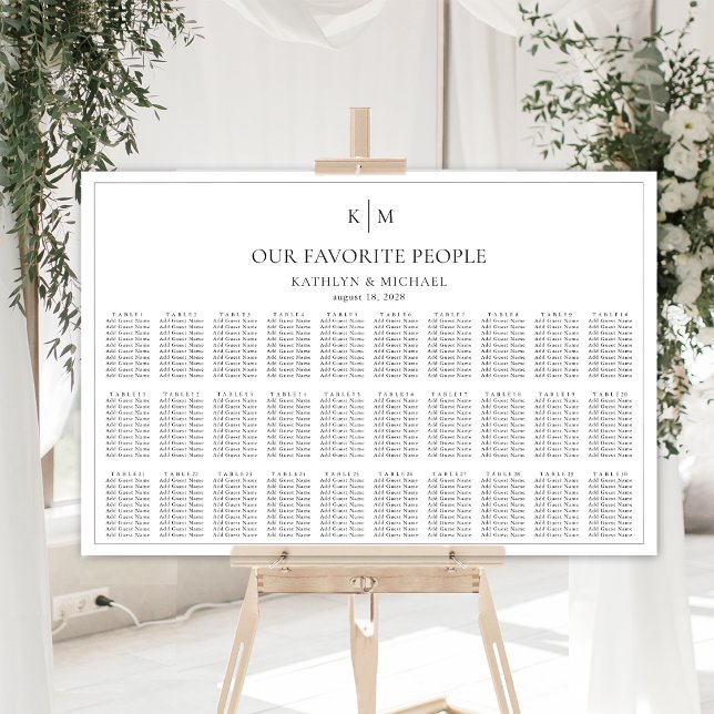 Poster Gráficos de Mesa de Casamento de Fronteira Minimal (Criador carregado)