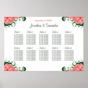 Poster Gráficos de Mesa de Casamento de Hibiscus Rosa 10