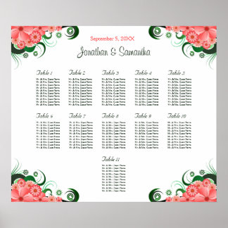 Poster Gráficos de Mesa de Casamento de Hibiscus Rosa 11