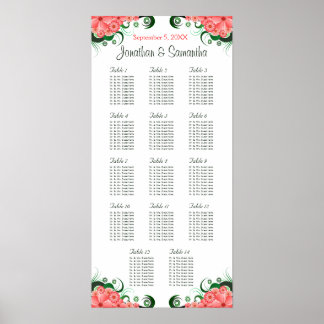Póster Gráficos de Mesa de Casamento de Hibiscus Rosa 14