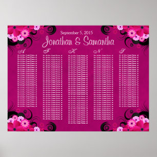 Póster Gráficos de Mesa Floral de Casamento Dark Fuchsia
