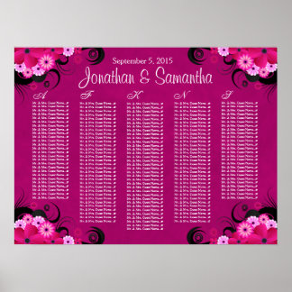 Póster Gráficos de Mesa Floral de Casamento Dark Fuchsia