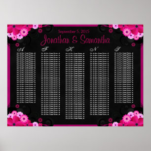 Poster Gráficos de Mesa Floral de Casamento de Fúchsia Ne