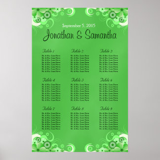 Poster Gráficos de Mesa Floral Verde Escuro