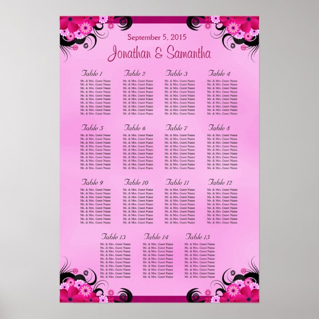 Póster Gráficos de Mesa Light Fuschia Wedding 15 (Frente)