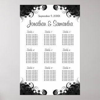 Póster Gráficos de Mesas de Casamento Black and White 9