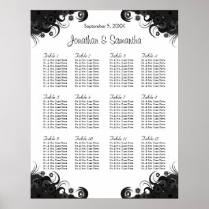 Poster Gráficos de Mesas de Casamento Preto e Branco 12