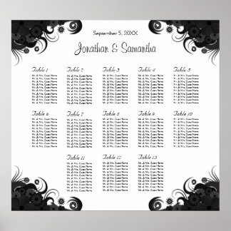 Póster Gráficos de Mesas de Casamento Preto e Branco 13